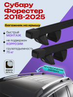 Багажник на крышу ЕвроДеталь Compact Classic для Субару Форестер 2018-2025 (Рейлинги с просветом), прямоугольные дуги 1.35м, арт:ET.0696