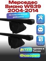 Багажник на крышу для Мерседес Виано W639 2004-2014 (с рейлингами) INTER Фаворит, прямоугольные дуги 1.65м, арт:INT.1212