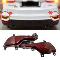 Светодиодные вставки в задний бампер Хендай Санта Фе 2015-2018, комплект:Л+П, бегущий поворотник, арт:MF-TL-000523