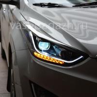 Передние фары Хендай Элантра 2011-2016 модель №6, комплект:Л+П, полностью LED, ДХО, арт:MF-HL-000489 Передние фары Хендай Элантра 2011-2016 модель №6, комплект:Л+П, полностью LED, ДХО, арт:MF-HL-000489