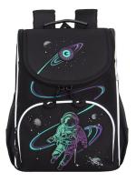 Школьный ранец GRIZZLY RAm-585-4, черный - бирюзовый + мешок для обуви в подарок