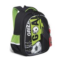 Школьный рюкзак GRIZZLY RAz-287-6 черный-салатовый, 28х36х20