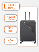 Чемодан большой Eberhart Majestic (L) серый, 78х49х27, арт:10M-015-428