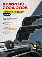 Багажник на крышу ЕвроДеталь Smart I, черные крыловидные дуги на Хавал Н3 2024-2026, арт:ET.0863