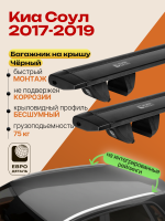 Багажник на крышу ЕвроДеталь Compact для Киа Соул 2017-2019 (Рейлинги без просвета), черные крыловидные дуги 1.35м, арт:ET.1756