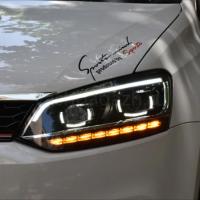 Передние фары Фольксваген Поло седан 2009-2020 модель №11, комплект:Л+П, бифокальная линза, LED, ДХО, арт:MF-HL-000588