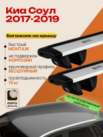 Багажник на крышу ЕвроДеталь Compact для Киа Соул 2017-2019 (Рейлинги без просвета), крыловидные дуги 1.35м, арт:ET.1755