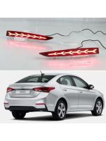 Светодиодные вставки в задний бампер Хендай Солярис 2017-2019 модель №1, арт:MF-TL-000428