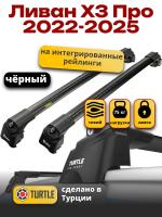 Багажник на крышу Turtle Air-2, черные аэро дуги на Ливан Х3 Про 2022-2025, арт:TUR.0228
