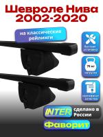 Багажник на крышу для Шевроле Нива 2002-2020 (с рейлингами) INTER Фаворит, прямоугольные дуги 1.3м, арт:INT.0960