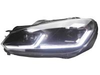 Передние фары Фольксваген Гольф 6 2008-2012 модель №12, комплект:Л+П, бифокальная линза HELLA 5R, дальний свет - LED, ДХО, арт:MF-HL-000633