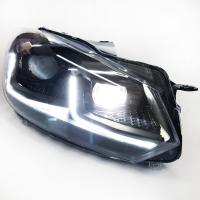 Передние фары Фольксваген Гольф 6 2008-2012 модель №14, комплект:Л+П, полностью черные внутри, бифокальная линза, ДХО, динамичный поворотник, электрокорректор, арт:MF-HL-000699