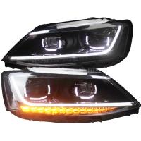 Передние фары Фольксваген Джетта 6 2010-2017 модель №15, бифокальная линза Hella 5R, ДХО, бегущий поворотник, арт:MF-HL-000605