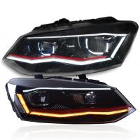 Передние фары Фольксваген Поло GTI седан 2009-2020 модель №17, комплект:Л+П, бифокальная линза, ДХО, бегущий поворотник, арт:MF-HL-000685