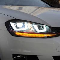 Передние фары Фольксваген Гольф 7 2012-2019 модель №4, комплект:Л+П, бифокальная линза, ДХО, арт:MF-HL-000260