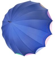 Зонт-трость женский полуавтомат Три Слона, синий, арт:L2100-4