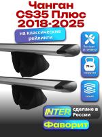 Багажник на крышу для Чанган CS35 Плюс 2018-2025 (с рейлингами) INTER Фаворит, крыловидные дуги 1.2м, арт:INT.0542