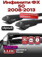 Багажник на крышу LUX ХАНТЕР, черные крыловидные дуги L54-B, на Инфинити ФХ 50 (с рейлингами) 2008-2013, арт:LH115B Багажник на крышу LUX ХАНТЕР, черные крыловидные дуги L54-B, на Инфинити ФХ 50 (с рейлингами) 2008-2013, арт:LH115B