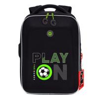 Школьный рюкзак GRIZZLY Rap-391-2 черный-салатовый, 27х39х17