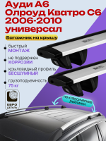 Багажник на крышу ЕвроДеталь Compact Classic для Ауди А6 Олроуд Кватро С6 универсал 2006-2010, крыловидные дуги 1.35м, арт:ET.0478