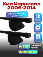 Багажник на крышу для Киа Карнивал 2006-2014 (с рейлингами) INTER Фаворит, прямоугольные дуги 1.2м, арт:INT.0656