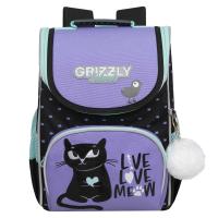 Школьный рюкзак с мешком GRIZZLY RAm-384-1 черный-сиреневый, 25х33х13 Школьный рюкзак с мешком GRIZZLY RAm-384-1 черный-сиреневый, 25х33х13