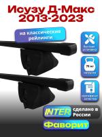 Багажник на крышу для Исузу Д-Макс 2013-2023 (с рейлингами) INTER Фаворит, прямоугольные дуги 1.2м, арт:INT.0636