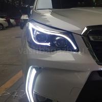 Передние фары Субару Форестер 2013-2018 модель №2, комплект:Л+П, бифокальная линза, ДХО, арт:MF-HL-000195