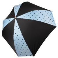 Зонт-трость женский полуавтомат Три Слона, черный-голубой, арт:L2840A-3