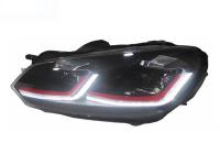 Передние фары Фольксваген Гольф 6 2008-2012 модель №13, комплект:Л+П, RED LINE, бифокальная линза HELLA 5R, дальний свет - LED, ДХО, бегущий поворотник, арт:MF-HL-000657