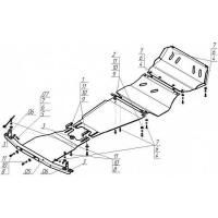 Комплект защиты Motodor для Мицубиси Л 200 2015-н.в., алюминий 5мм, арт:MO.31336-1