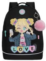 Школьный рюкзак GRIZZLY RG-563-5, черный, 28х38х18