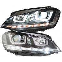 Передние фары Фольксваген Гольф 7 2012-2019 модель №9, комплект:Л+П, бифокальная линза, бегущий поворотник, ДХО, арт:MF-HL-000257