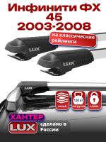 Багажник на крышу LUX ХАНТЕР, крыловидные дуги L53-R, на Инфинити ФХ 45 (с рейлингами) 2003-2008, арт:LH093 Багажник на крышу LUX ХАНТЕР, крыловидные дуги L53-R, на Инфинити ФХ 45 (с рейлингами) 2003-2008, арт:LH093