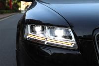 Передние фары Ауди А6 С6 2004-2011, комплект:Л+П, полностью светодиодные, яркие ДХО, арт:MF-HL-000735