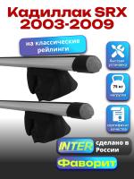 Багажник на крышу для Кадиллак SRX 2003-2009 (с рейлингами) INTER Фаворит, аэродинамические дуги 1.2м, арт:INT.0533
