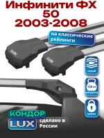 Багажник на крышу LUX КОНДОР, крыловидные дуги, на Инфинити ФХ 50 (с рейлингами) 2003-2008, арт:LUX.1884 Багажник на крышу LUX КОНДОР, крыловидные дуги, на Инфинити ФХ 50 (с рейлингами) 2003-2008, арт:LUX.1884