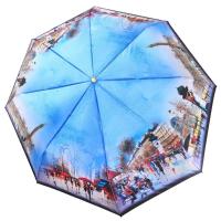Зонт женский автоматический Три Слона, города, синий, арт:L3845-T-1