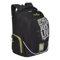 Рюкзак GRIZZLY RU-135-31 черный-салатовый, 28х44х23