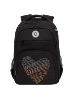 Школьный рюкзак GRIZZLY RG-568-3, черный, 28х39х20