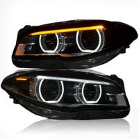Передние фары БМВ 5 серии F10 535i 550i (рестайлинг) 2014-2017, комплект:Л+П, полностью светодиодные, ДХО, арт:MF-HL-000240