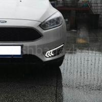 Дневные ходовые огни Форд Фокус 3 2015-2019 модель №4, комплект: Л+П, указатель поворота, отверстие под ПТФ, арт:MF-DRL-000210 Дневные ходовые огни Форд Фокус 3 2015-2019 модель №4, комплект: Л+П, указатель поворота, отверстие под ПТФ, арт:MF-DRL-000210