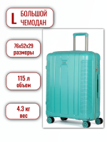 Чемодан большой MIRONPAN 11273 (L) бирюзовый, 76х52х29, арт:Ch1237