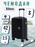 Чемодан маленький L'Case Athens (S) черный, 55х36.5х21, арт:Ch1354
