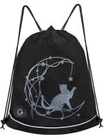 Мешок для обуви GRIZZLY OM-50-118, чёрный - светоотражающий, 38х50х11