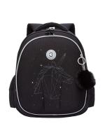 Школьный ранец формованный GRIZZLY RAz-586-8, черный - серебро, 28х36х20