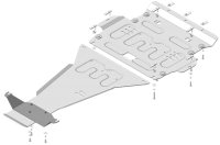 Защита картера, КПП и РК Motodor на Мерседес Е-класс 2002-2008, алюминий 5мм, арт:MO.31207