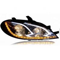 Передние фары Шевроле Лачетти хэтчбек 2004-2013 модель №1, черные, бифокальная линза, ДХО, комплект:Л+П, арт:MF-HL-000638