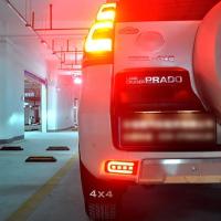 Светодиодные вставки в задний бампер катафоты Тойота Прадо 150 2017-2020 модель №1, красные, арт:MF-TL-000430