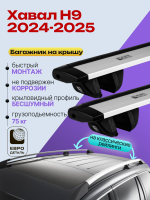 Багажник на крышу ЕвроДеталь Compact Classic для Хавал Н9 2024-2026, крыловидные дуги 1.35м, арт:ET.1943